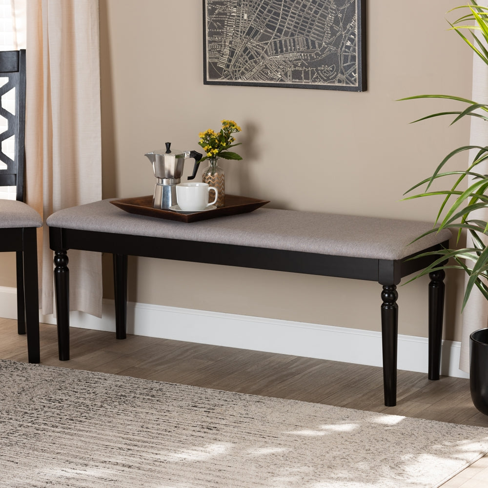 Baxton Studio Giovanni Modern And Contemporary Grey Fabric Upholstered And Dark Brown Finished Wood Dining Bench