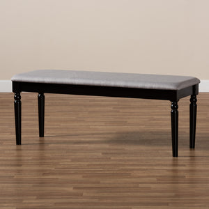 Baxton Studio Giovanni Modern And Contemporary Grey Fabric Upholstered And Dark Brown Finished Wood Dining Bench