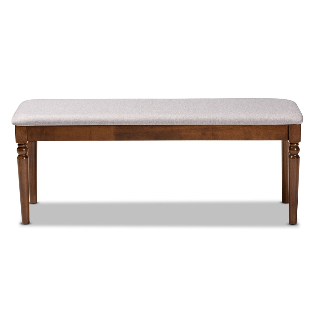 Baxton Studio Giovanni Modern And Contemporary Grey Fabric Upholstered And Walnut Brown Finished Wood Dining Bench