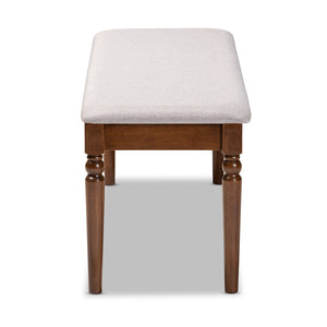 Baxton Studio Giovanni Modern And Contemporary Grey Fabric Upholstered And Walnut Brown Finished Wood Dining Bench