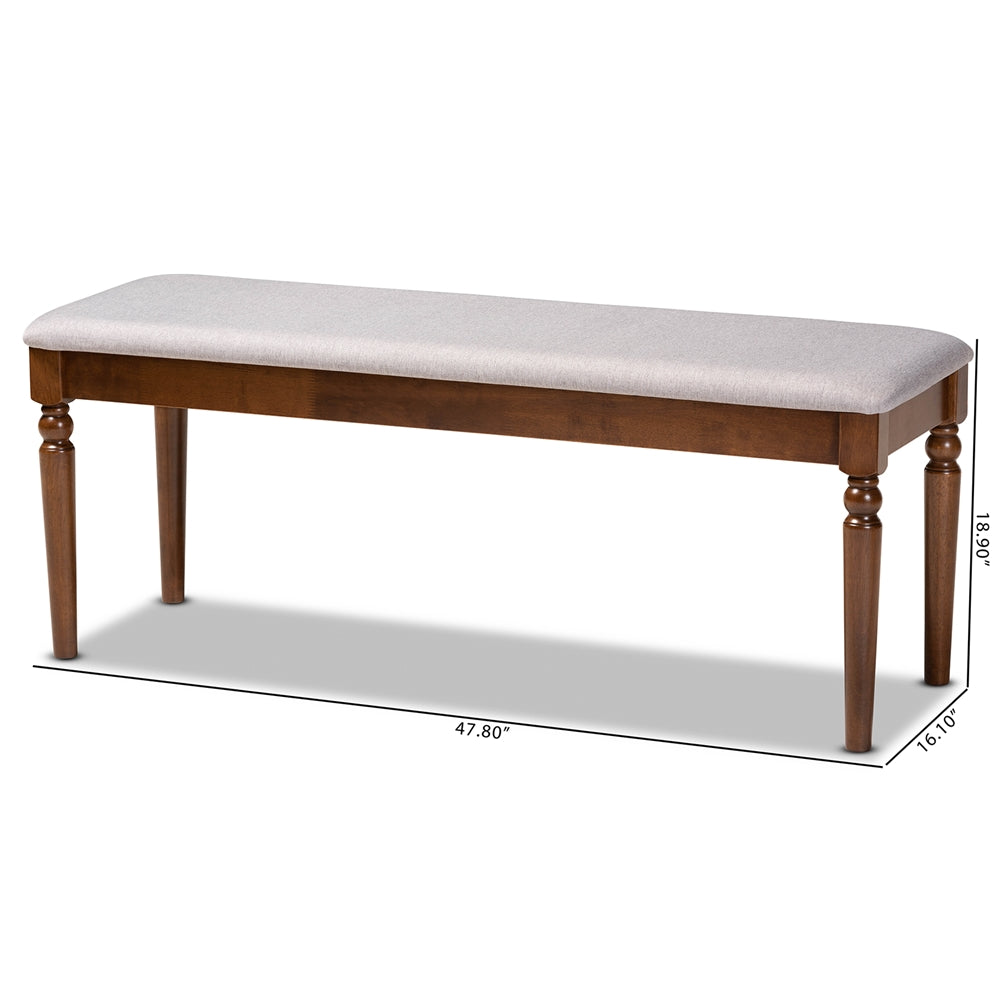 Baxton Studio Giovanni Modern And Contemporary Grey Fabric Upholstered And Walnut Brown Finished Wood Dining Bench