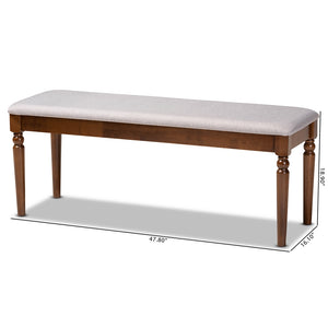 Baxton Studio Giovanni Modern And Contemporary Grey Fabric Upholstered And Walnut Brown Finished Wood Dining Bench