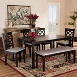 Load image into Gallery viewer, Baxton Studio Gabriel Modern And Contemporary Grey Fabric Upholstered And Dark Brown Finished Wood 6-Piece Dining Set
