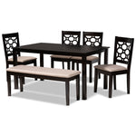 Load image into Gallery viewer, Baxton Studio Gabriel Modern And Contemporary Sand Fabric Upholstered And Dark Brown Finished Wood 6-Piece Dining Set
