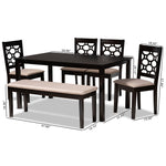 Load image into Gallery viewer, Baxton Studio Gabriel Modern And Contemporary Sand Fabric Upholstered And Dark Brown Finished Wood 6-Piece Dining Set
