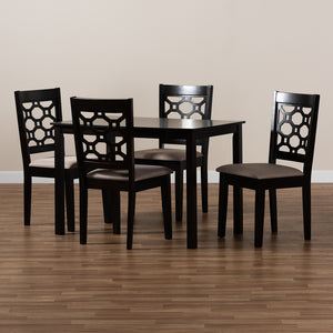 Baxton Studio Henry Modern And Contemporary Sand Fabric Upholstered And Dark Brown Finished Wood 5-Piece Dining Set