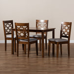 Load image into Gallery viewer, Baxton Studio Henry Modern And Contemporary Grey Fabric Upholstered And Walnut Brown Finished Wood 5-Piece Dining Set
