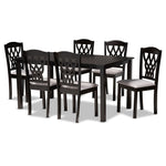 Load image into Gallery viewer, Baxton Studio Salem Modern And Contemporary Grey Fabric Upholstered And Dark Brown Finished Wood 7-Piece Dining Set
