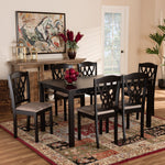 Load image into Gallery viewer, Baxton Studio Salem Modern And Contemporary Sand Fabric Upholstered And Dark Brown Finished Wood 7-Piece Dining Set
