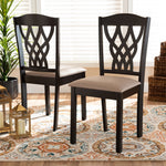 Load image into Gallery viewer, Baxton Studio Delilah Modern And Contemporary Sand Fabric Upholstered And Dark Brown Finished Wood 2-Piece Dining Chair Set
