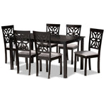 Load image into Gallery viewer, Baxton Studio Dallas Modern And Contemporary Grey Fabric Upholstered And Dark Brown Finished Wood 7-Piece Dining Set
