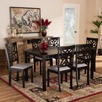 Load image into Gallery viewer, Baxton Studio Dallas Modern And Contemporary Grey Fabric Upholstered And Dark Brown Finished Wood 7-Piece Dining Set
