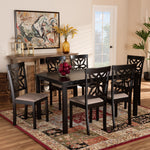 Load image into Gallery viewer, Baxton Studio Dallas Modern And Contemporary Sand Fabric Upholstered And Dark Brown Finished Wood 7-Piece Dining Set
