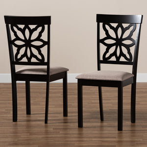 Baxton Studio Samwell Modern And Contemporary Sand Fabric Upholstered And Dark Brown Finished Wood 2-Piece Dining Chair Set