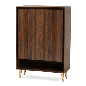 Baxton Studio Landen Mid-Century Modern Finished Wood 2-Door Entryway Shoe Storage Cabinet