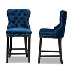 Load image into Gallery viewer, Baxton Studio Howell Modern Transitional Navy Blue Velvet Upholstered And Dark Brown Finished Wood 2-Piece Counter Stool Set
