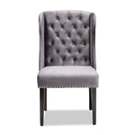 Load image into Gallery viewer, Baxton Studio Lamont Modern Contemporary Transitional Grey Velvet Fabric Upholstered And Dark Brown Finished Wood Wingback Dining Chair
