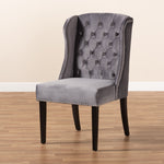 Load image into Gallery viewer, Baxton Studio Lamont Modern Contemporary Transitional Grey Velvet Fabric Upholstered And Dark Brown Finished Wood Wingback Dining Chair
