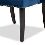 Load image into Gallery viewer, BAXTON STUDIO LAMONT MODERN CONTEMPORARY TRANSITIONAL NAVY BLUE VELVET FABRIC UPHOLSTERED AND DARK BROWN FINISHED WOOD WINGBACK DINING CHAIR
