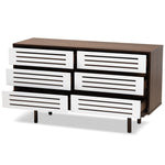 Load image into Gallery viewer, Baxton Studio Meike Mid-Century Modern Two-Tone Walnut Brown And White Finished Wood 6-Drawer Dresser
