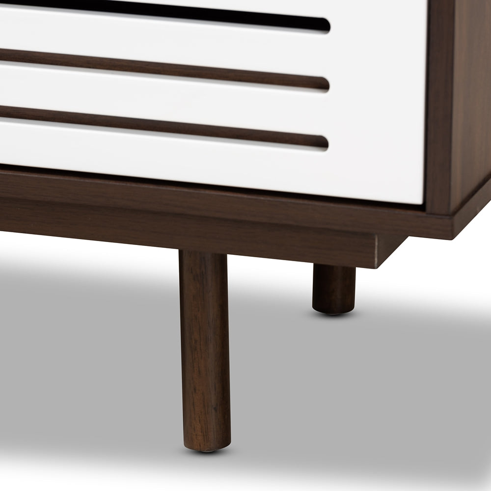 BAXTON STUDIO MEIKE MID-CENTURY MODERN TWO-TONE WALNUT BROWN AND WHITE FINISHED WOOD 6-DRAWER DRESSER