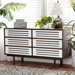 Load image into Gallery viewer, Baxton Studio Meike Mid-Century Modern Two-Tone Walnut Brown And White Finished Wood 6-Drawer Dresser
