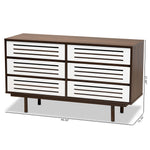 Load image into Gallery viewer, Baxton Studio Meike Mid-Century Modern Two-Tone Walnut Brown And White Finished Wood 6-Drawer Dresser
