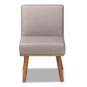 Baxton Studio Odessa Mid-Century Modern Grey Fabric Upholstered And Walnut Brown Finished Wood Dining Chair