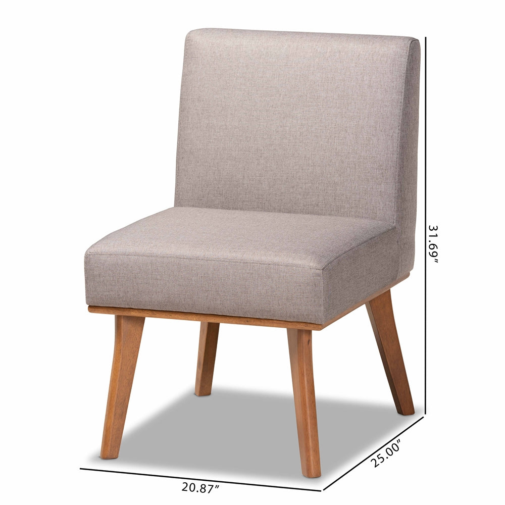 Baxton Studio Odessa Mid-Century Modern Grey Fabric Upholstered And Walnut Brown Finished Wood Dining Chair