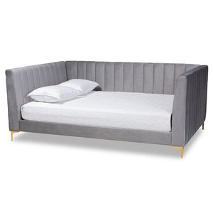 Baxton Studio Oksana Modern Contemporary Glam and Luxe Velvet Fabric Upholstered and Finished Daybed