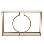 Load image into Gallery viewer, Baxton Studio Caldwell Modern And Contemporary Gold Finished Metal Console Table With Faux Marble Tabletop
