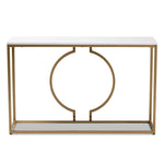 Load image into Gallery viewer, Baxton Studio Caldwell Modern And Contemporary Gold Finished Metal Console Table With Faux Marble Tabletop
