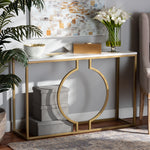 Load image into Gallery viewer, Baxton Studio Caldwell Modern And Contemporary Gold Finished Metal Console Table With Faux Marble Tabletop
