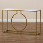 Load image into Gallery viewer, Baxton Studio Caldwell Modern And Contemporary Gold Finished Metal Console Table With Faux Marble Tabletop
