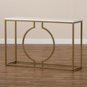 Baxton Studio Caldwell Modern And Contemporary Gold Finished Metal Console Table With Faux Marble Tabletop