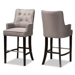 Load image into Gallery viewer, Baxton Studio Aldon Modern And Contemporary Grey Fabric Upholstered And Dark Brown Finished Wood 2-Piece Bar Stool Set
