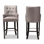 Load image into Gallery viewer, Baxton Studio Aldon Modern And Contemporary Grey Fabric Upholstered And Dark Brown Finished Wood 2-Piece Bar Stool Set
