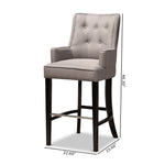 Load image into Gallery viewer, Baxton Studio Aldon Modern And Contemporary Grey Fabric Upholstered And Dark Brown Finished Wood 2-Piece Bar Stool Set
