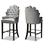 Load image into Gallery viewer, Baxton Studio Chloe Modern and Contemporary Velvet Upholstered and Dark Brown Finished Wood 2-Piece Bar Stool Set
