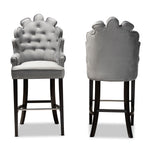 Load image into Gallery viewer, Baxton Studio Chloe Modern And Contemporary Dark Grey Velvet Upholstered And Dark Brown Finished Wood 2-Piece Bar Stool Set
