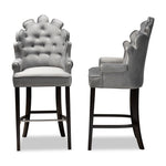 Load image into Gallery viewer, Baxton Studio Chloe Modern And Contemporary Dark Grey Velvet Upholstered And Dark Brown Finished Wood 2-Piece Bar Stool Set
