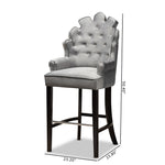 Load image into Gallery viewer, Baxton Studio Chloe Modern And Contemporary Dark Grey Velvet Upholstered And Dark Brown Finished Wood 2-Piece Bar Stool Set
