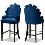 Load image into Gallery viewer, Baxton Studio Chloe Modern And Contemporary Navy Blue Velvet Upholstered And Dark Brown Finished Wood 2-Piece Bar Stool Set
