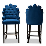 Load image into Gallery viewer, Baxton Studio Chloe Modern And Contemporary Navy Blue Velvet Upholstered And Dark Brown Finished Wood 2-Piece Bar Stool Set
