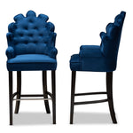 Load image into Gallery viewer, Baxton Studio Chloe Modern And Contemporary Navy Blue Velvet Upholstered And Dark Brown Finished Wood 2-Piece Bar Stool Set
