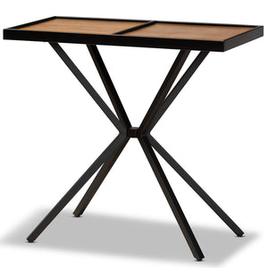 Baxton Studio Carlo Modern And Contemporary Walnut Finished Wood And Black Finished Metal Console Table