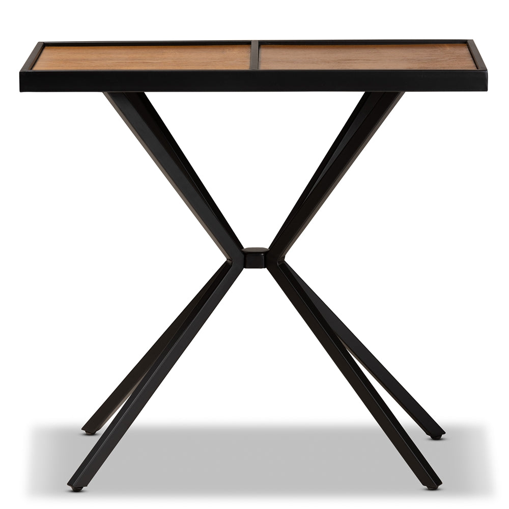 Baxton Studio Carlo Modern And Contemporary Walnut Finished Wood And Black Finished Metal Console Table