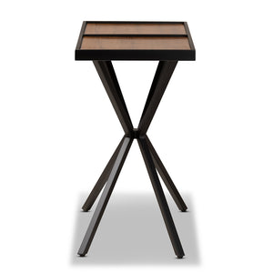 Baxton Studio Carlo Modern And Contemporary Walnut Finished Wood And Black Finished Metal Console Table