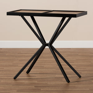 Baxton Studio Carlo Modern And Contemporary Walnut Finished Wood And Black Finished Metal Console Table