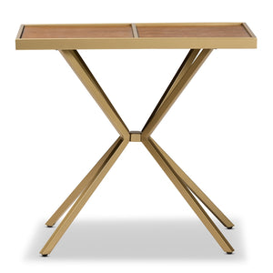 Baxton Studio Carlo Modern And Contemporary Walnut Finished Wood And Gold Finished Metal Console Table